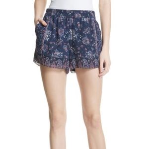 Joie - Ciri Floral Printed Silk Shorts In Dark Navy